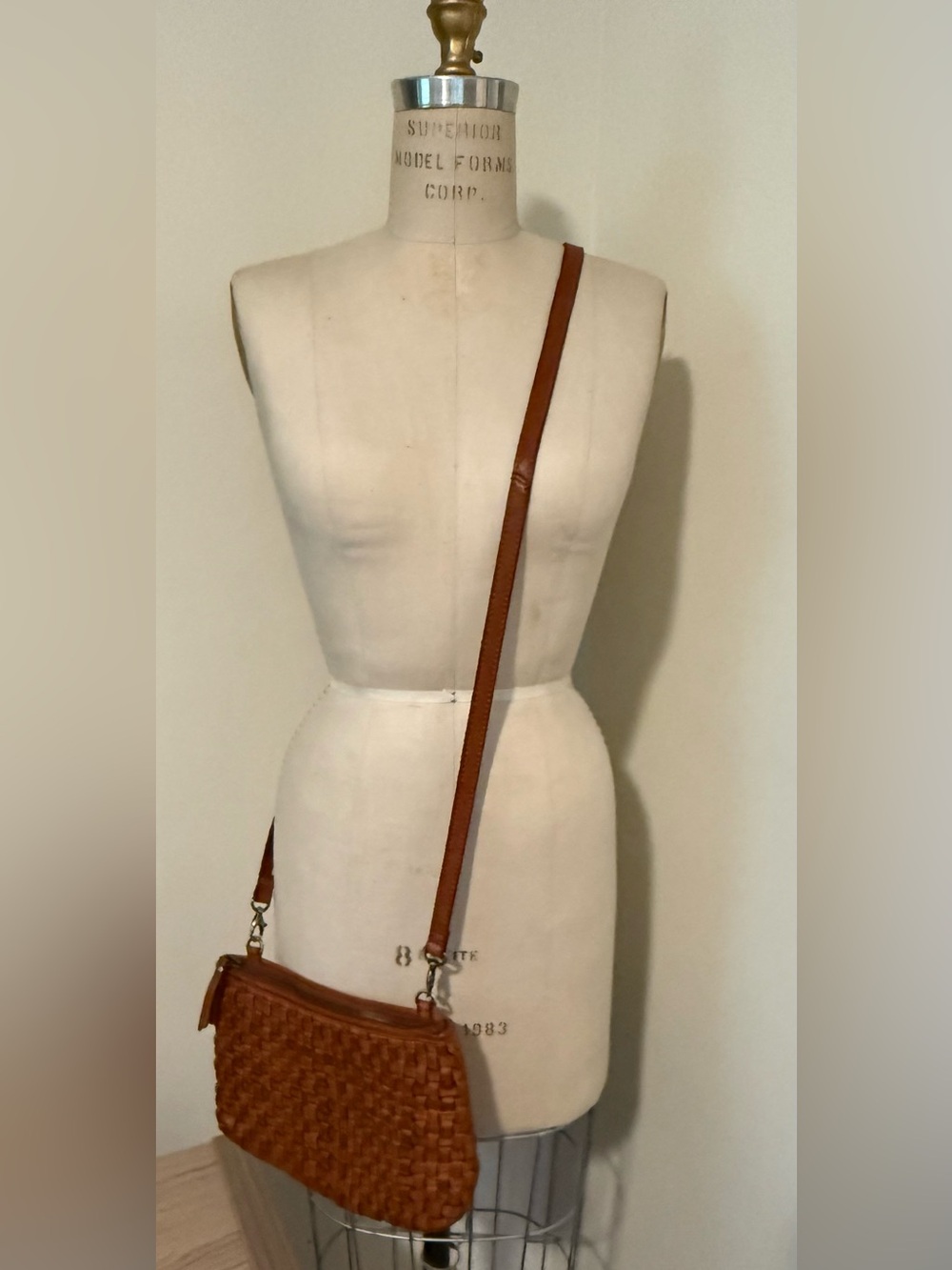 Woven Leather Crossbody Bag in Brown